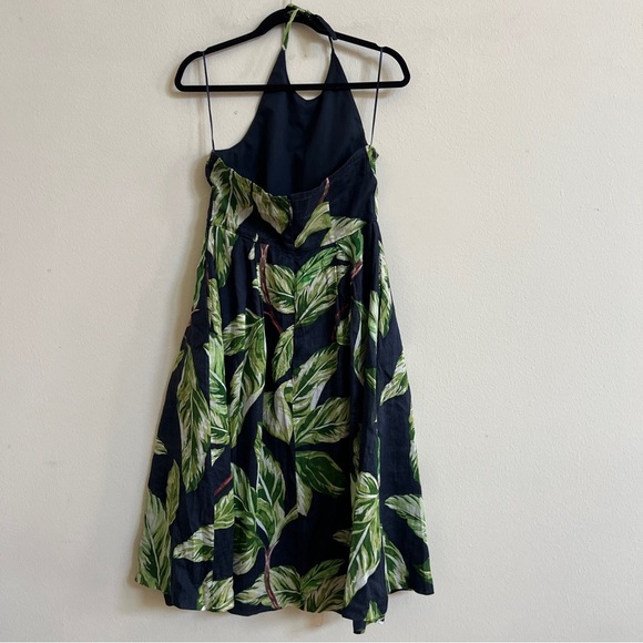 Ann Taylor Leaf Print Halter Midi Dress | Tropical Botanical Summer Dress - Picture 3 of 3